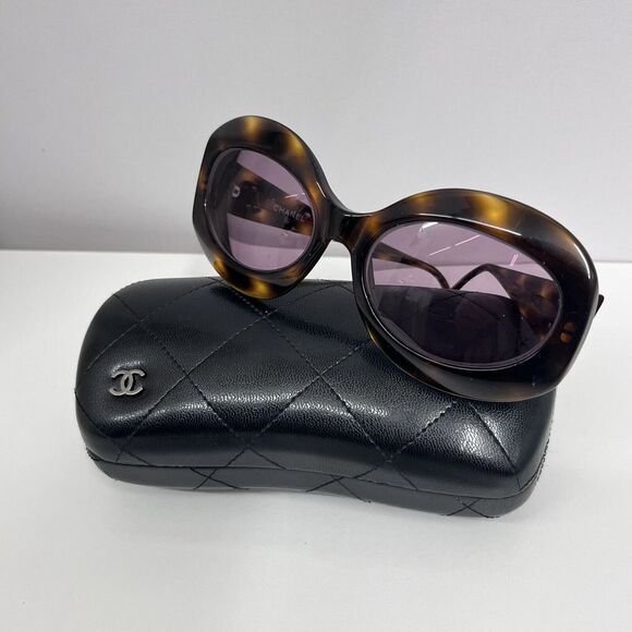 Chanel Sunglasses 10151 91235 Brown‎ Tortoise Tone CC Logo Chanel Quilted Case - Picture 3 of 9